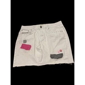 Earl Denim Y2K Patchwork Denim Skirt Upcycled‎ Handmade Distressed Altered W29